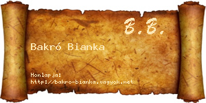 Bakró Bianka névjegykártya